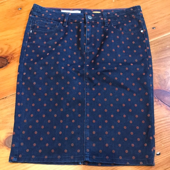 PILCRO 27 Denim Polka Dot Pencil Skirt - Picture 2 of 8
